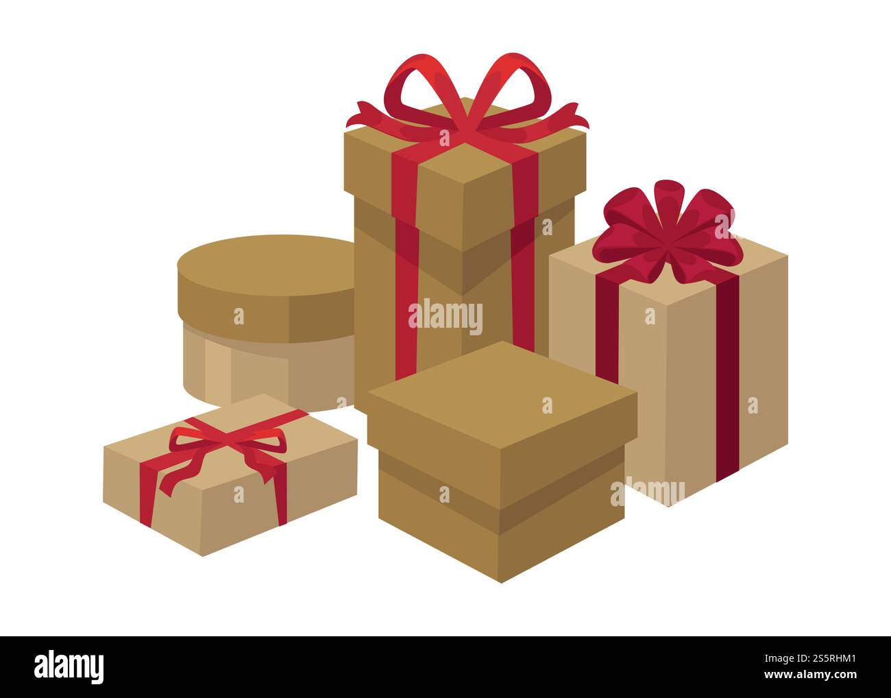 Gift boxes of different shapes and colors set vector. Special occasion ...