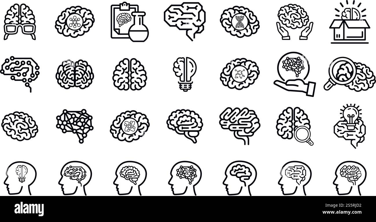 Human brains icon set. Illustration of human brains icon vector set ...