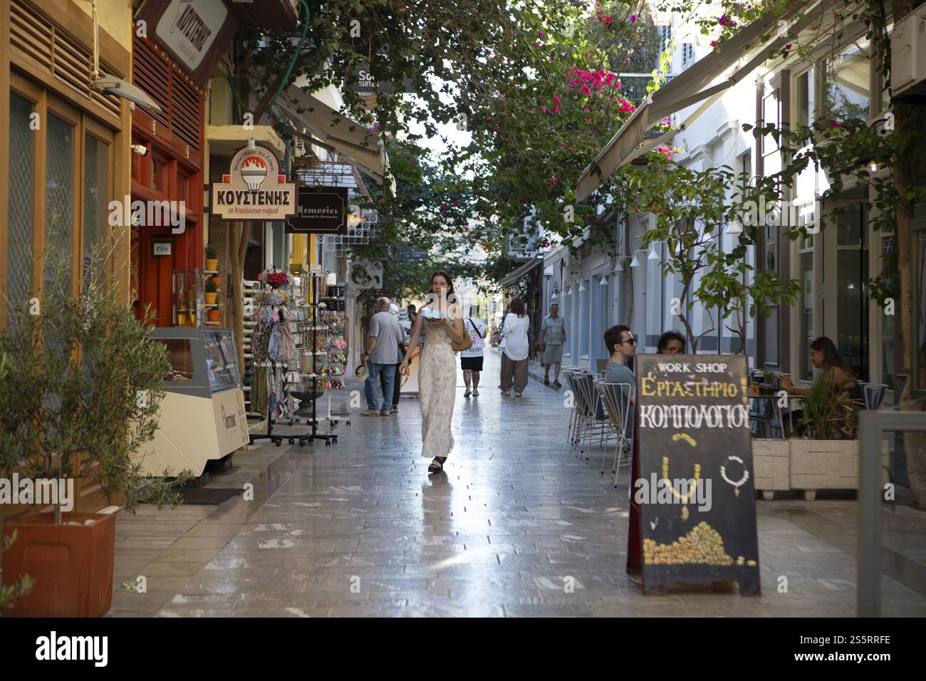Typical alley in Nafplio, Argolis, Peloponnese, Greece, Europe Stock Photo