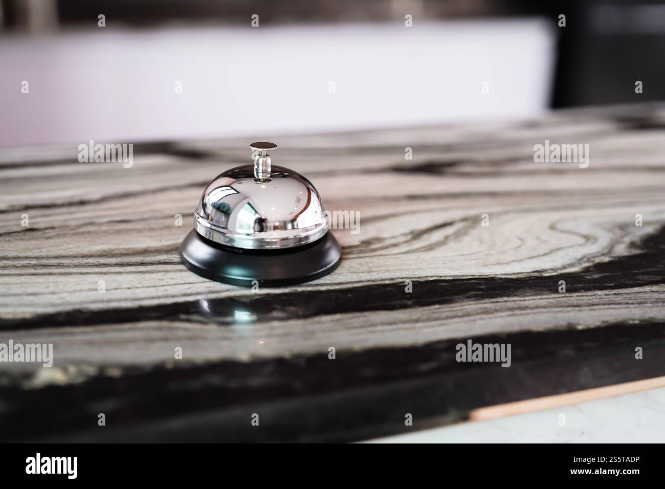 Hotel reception counter desk with service bell. front desk bell for ...