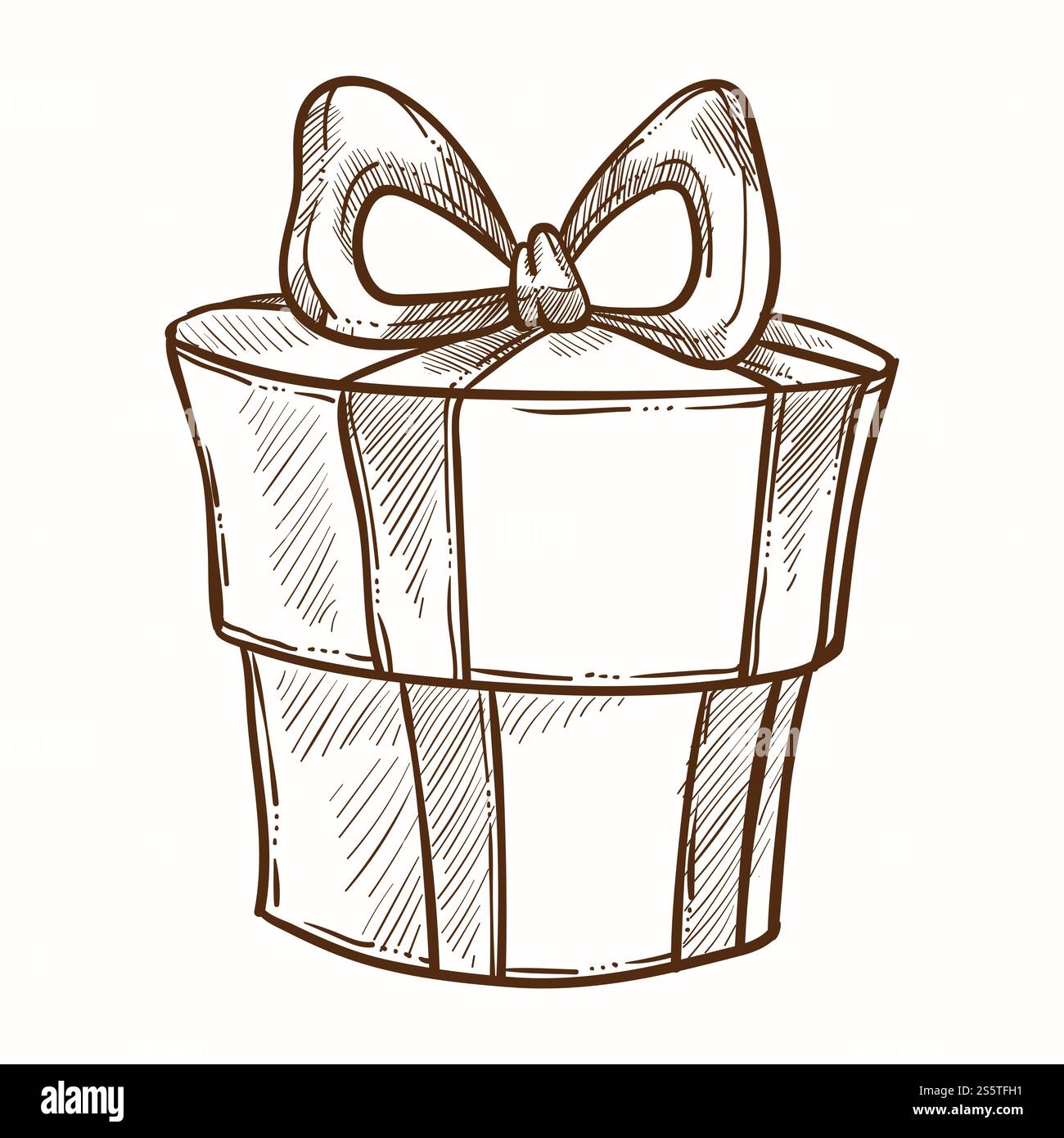 Present decorated with ribbon and row isolated icon vector monochrome ...