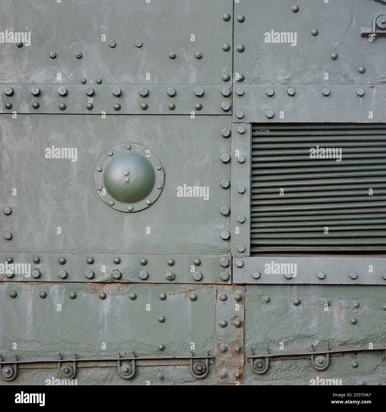 Texture of tank side wall, made of metal and reinforced with a ...