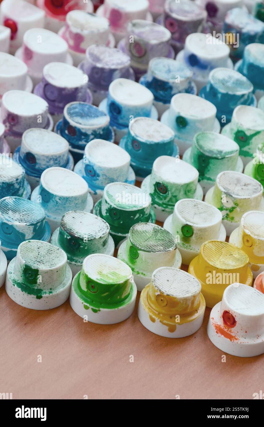 A pattern from a many nozzles from a paint sprayer for drawing graffiti ...