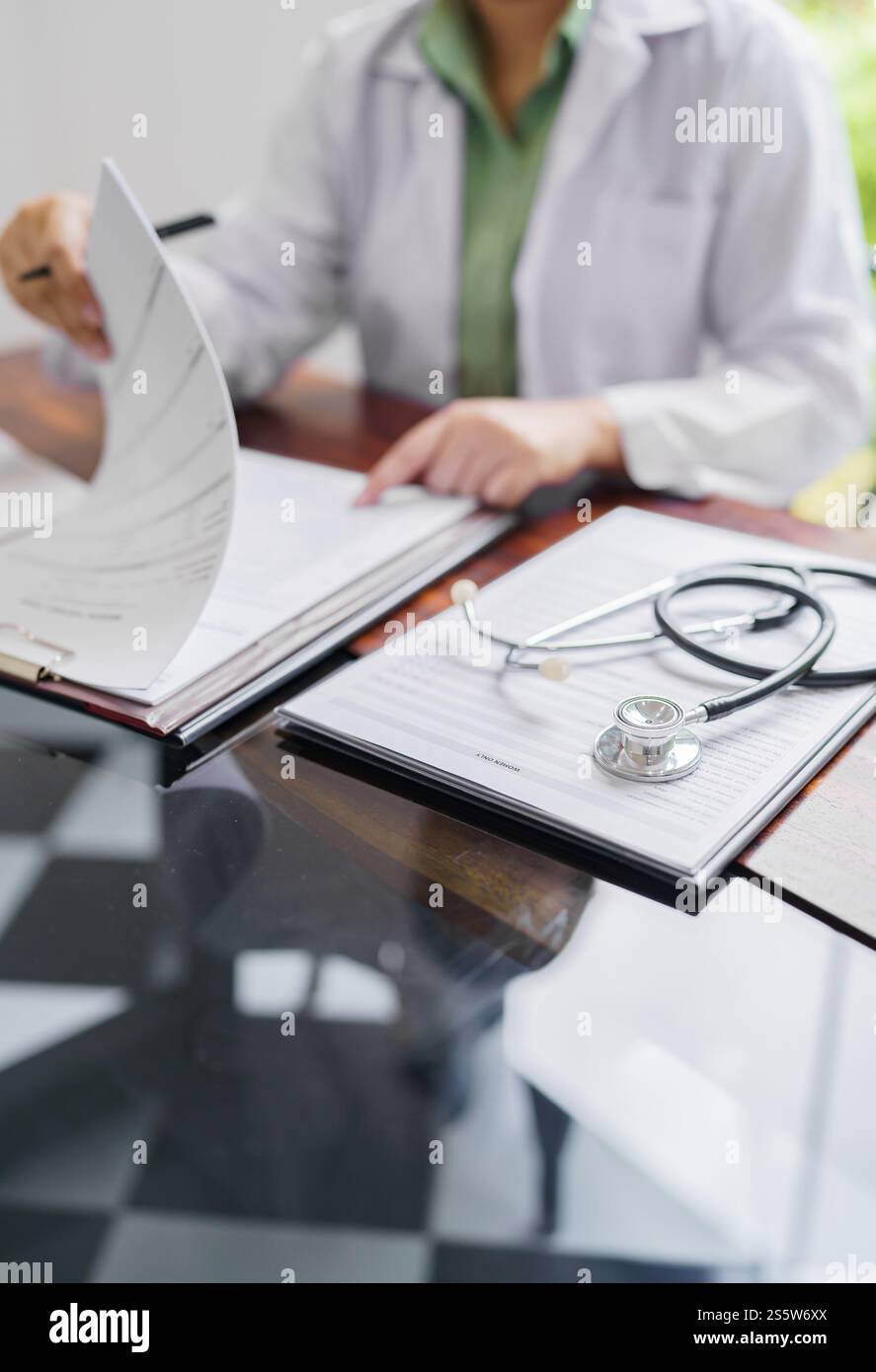 Professional medical doctor in white uniform gown coat interview ...