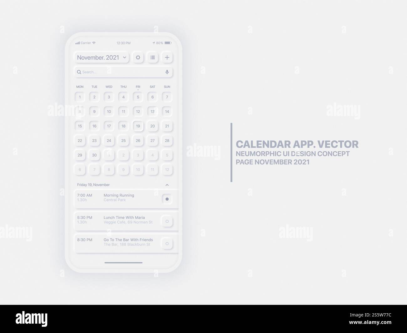 Calendar Mobile App Page November With Task Manager Conceptual UI UX ...