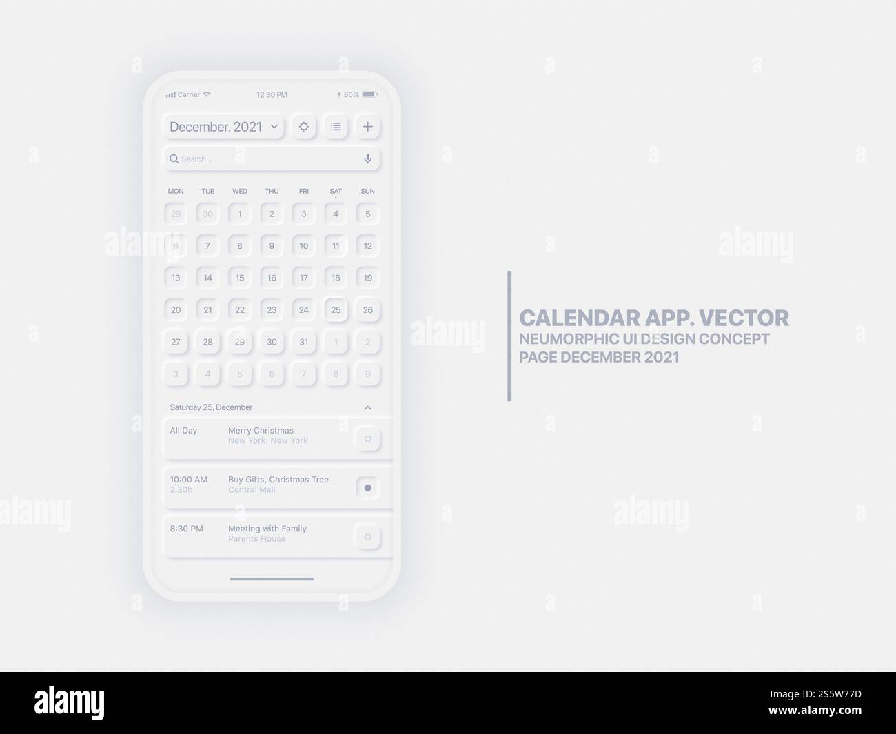 Calendar Mobile App Page December With Task Manager Conceptual UI UX ... image.