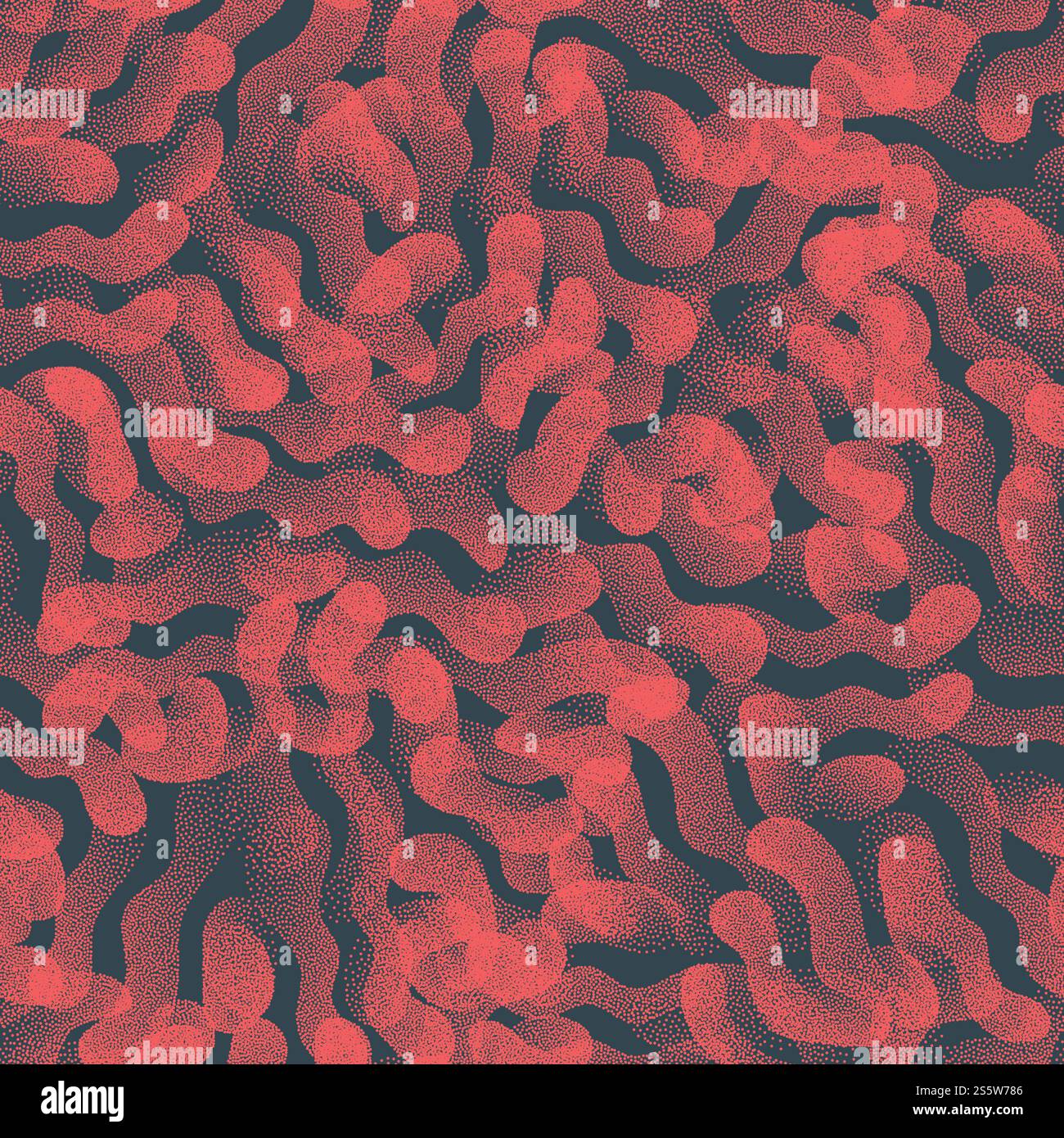 Trendy Seamless Pattern Abstract Shapes Stippled Texture Red Blue Background Stock Photo