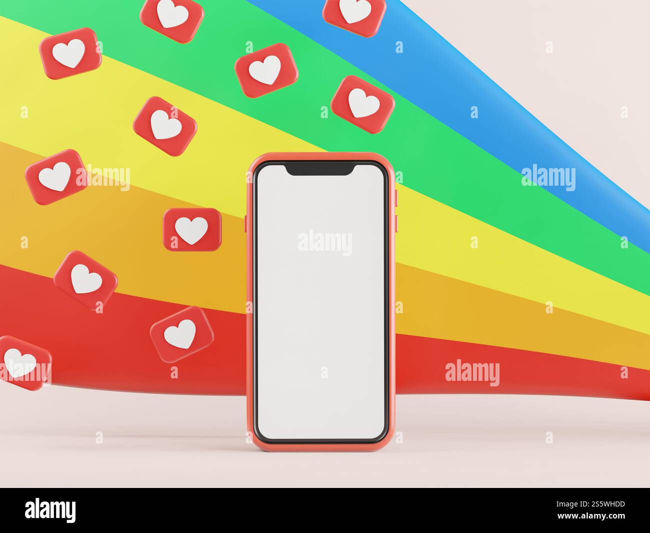 Smartphones are used to communicate and do business online, 3d style. Stock Photo