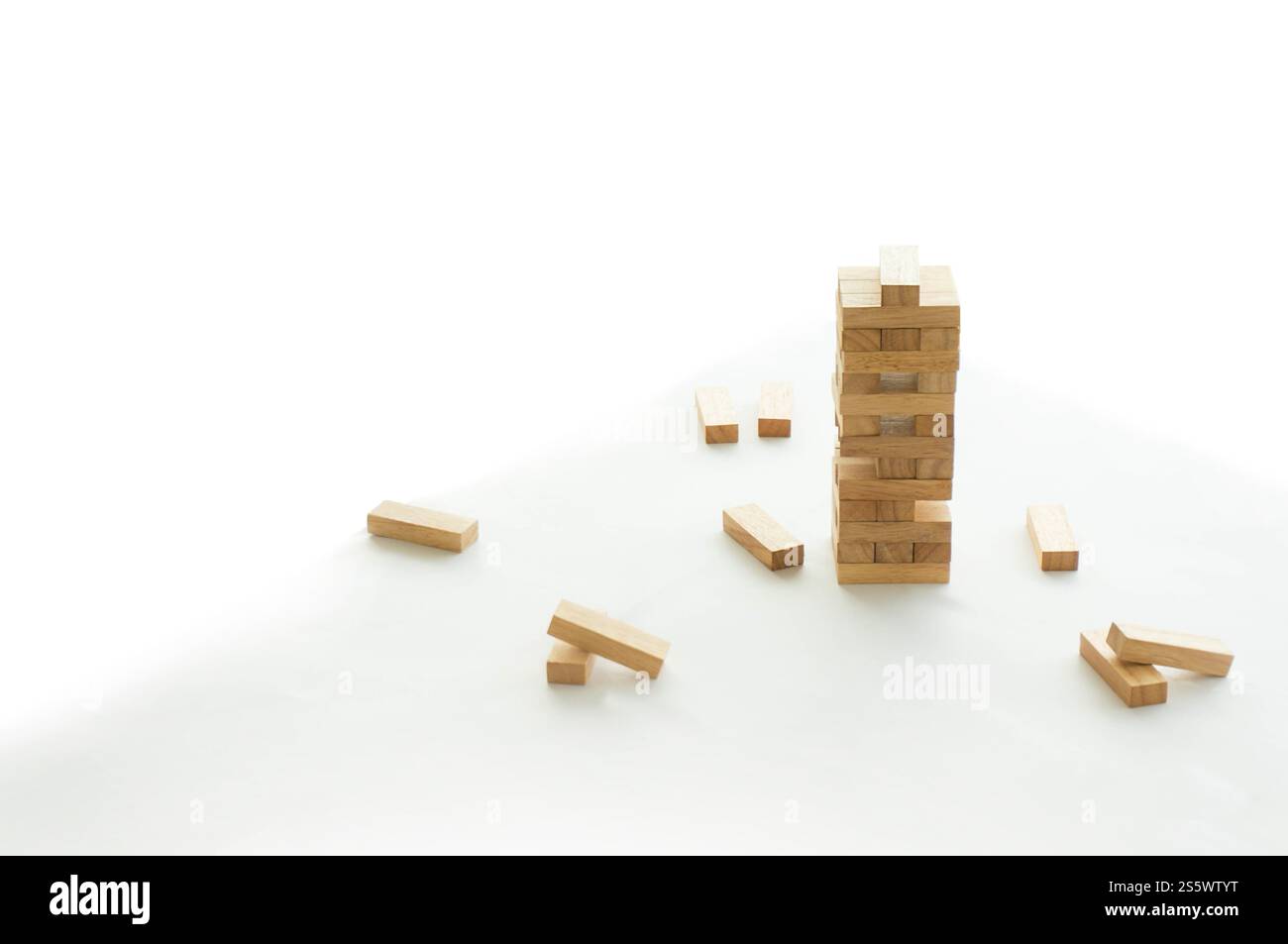 blocks wood game Building a small brick Construction concept. Stock Photo