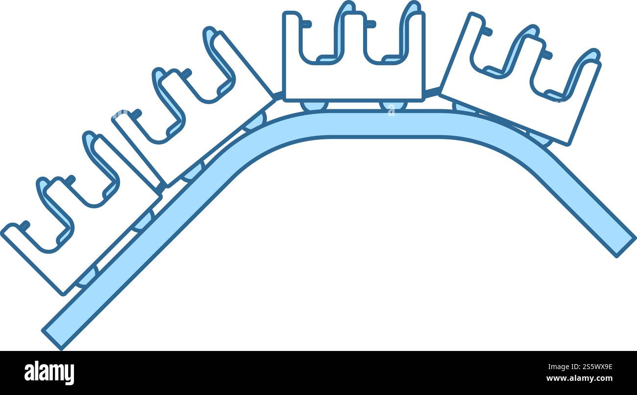 Small Roller Coaster Icon. Thin Line With Blue Fill Design. Vector Illustration. Stock Vector