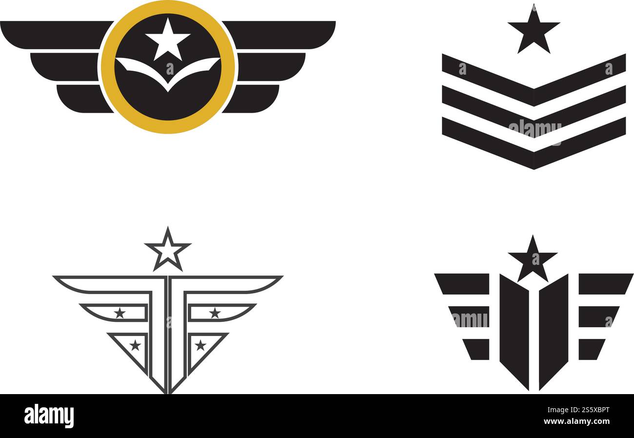 Set Military Wave Logo Template vector symbol nature Stock Vector