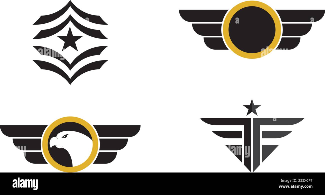Set Military Wave Logo Template vector symbol nature Stock Vector