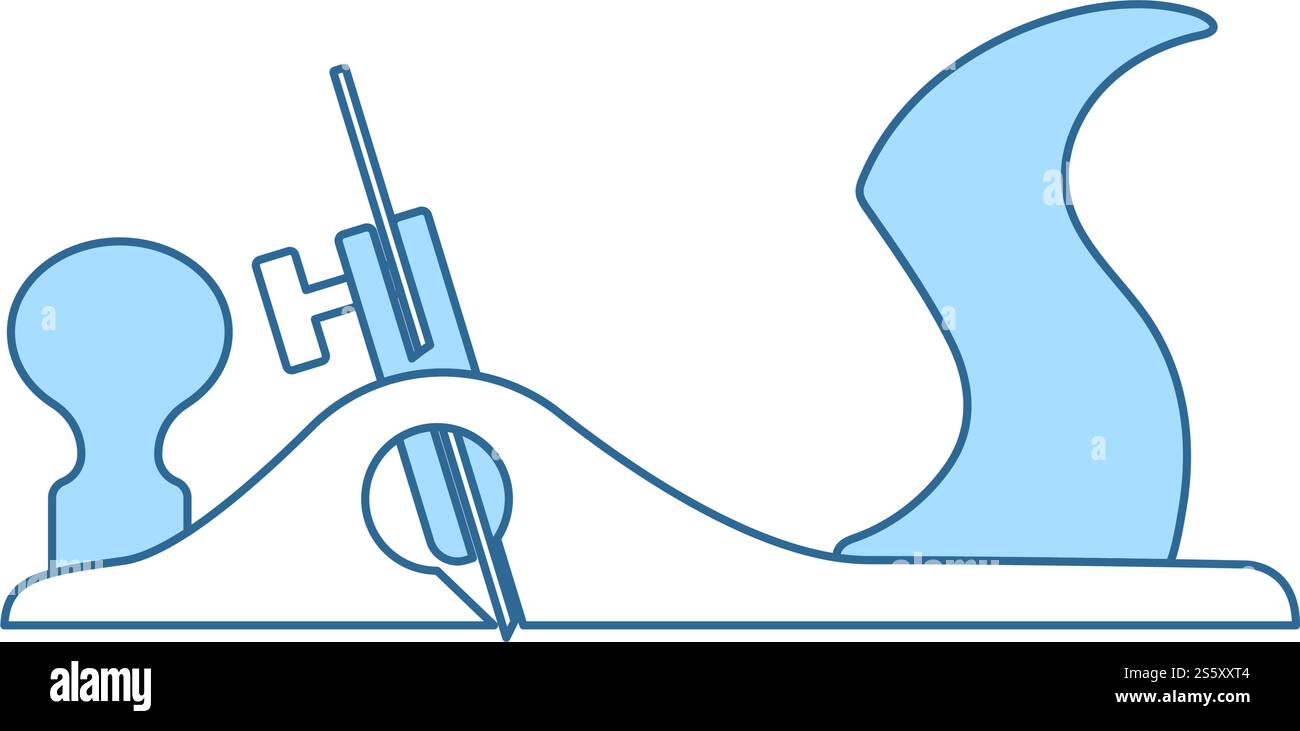 Jack-plane Tool Icon. Thin Line With Blue Fill Design. Vector Illustration. Stock Vector