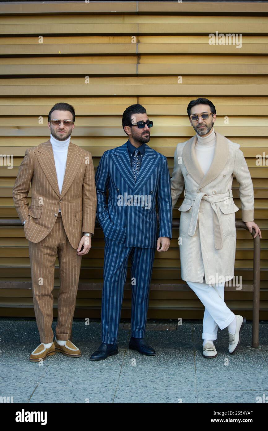 Pitti Uomo 107, Florence, Italy, 14 January 2025, The man is dressed in a classic suit, Credit: Ivan Goncharov/Alamy Live News Stock Photo