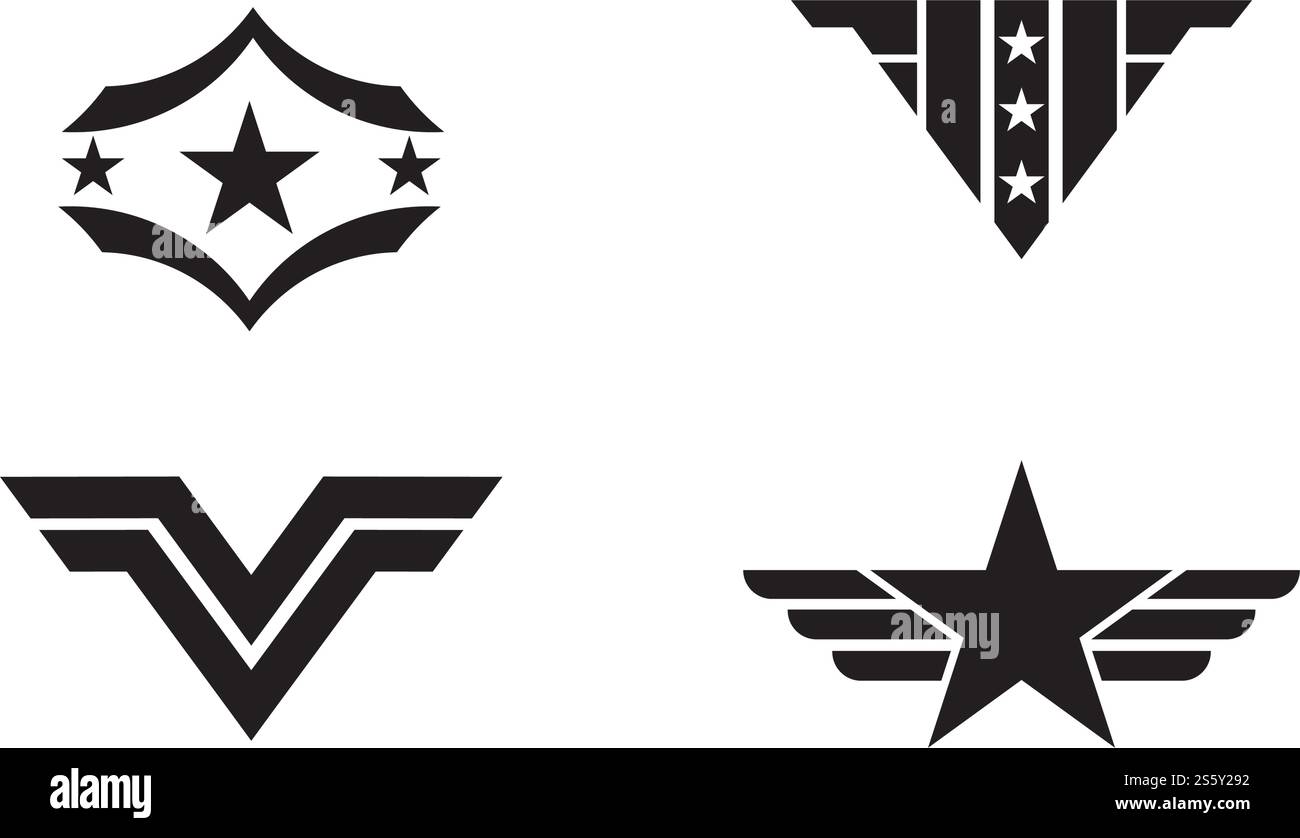 Set Military Wave Logo Template vector symbol nature Stock Vector