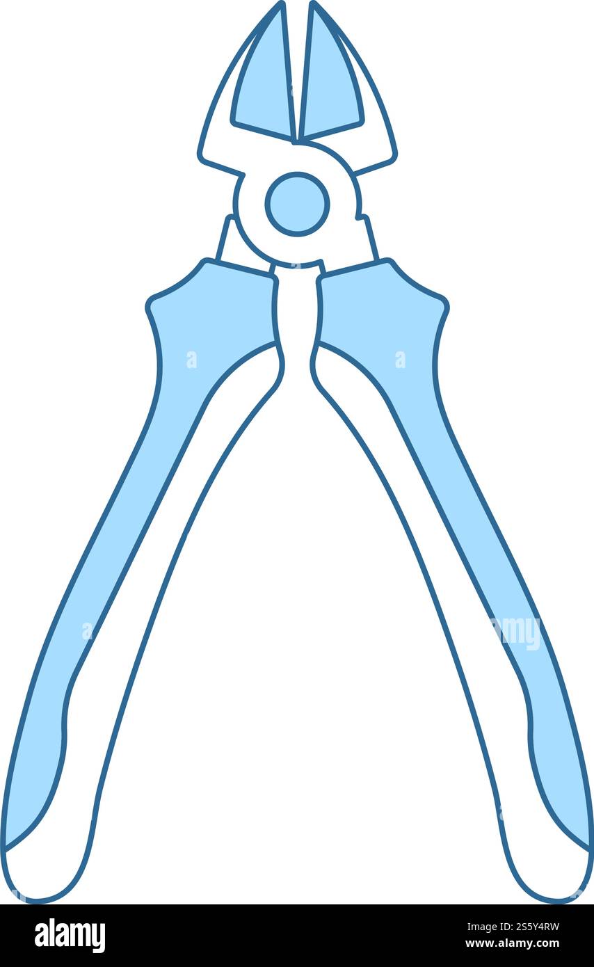 Side Cutters Icon. Thin Line With Blue Fill Design. Vector Illustration. Stock Vector