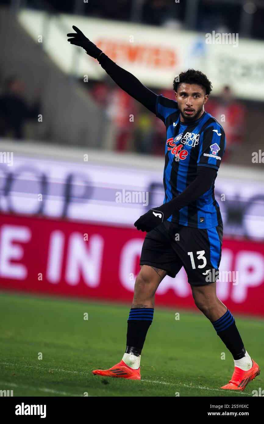 Bergamo, Italy. 14 January 2025. Ederson Jose dos Santos Lourenco da Silva of Atalanta BC gestures during the Serie A football match between Atalanta BC and Juventus FC. Credit: Nicolò Campo/Alamy Live News Stock Photo