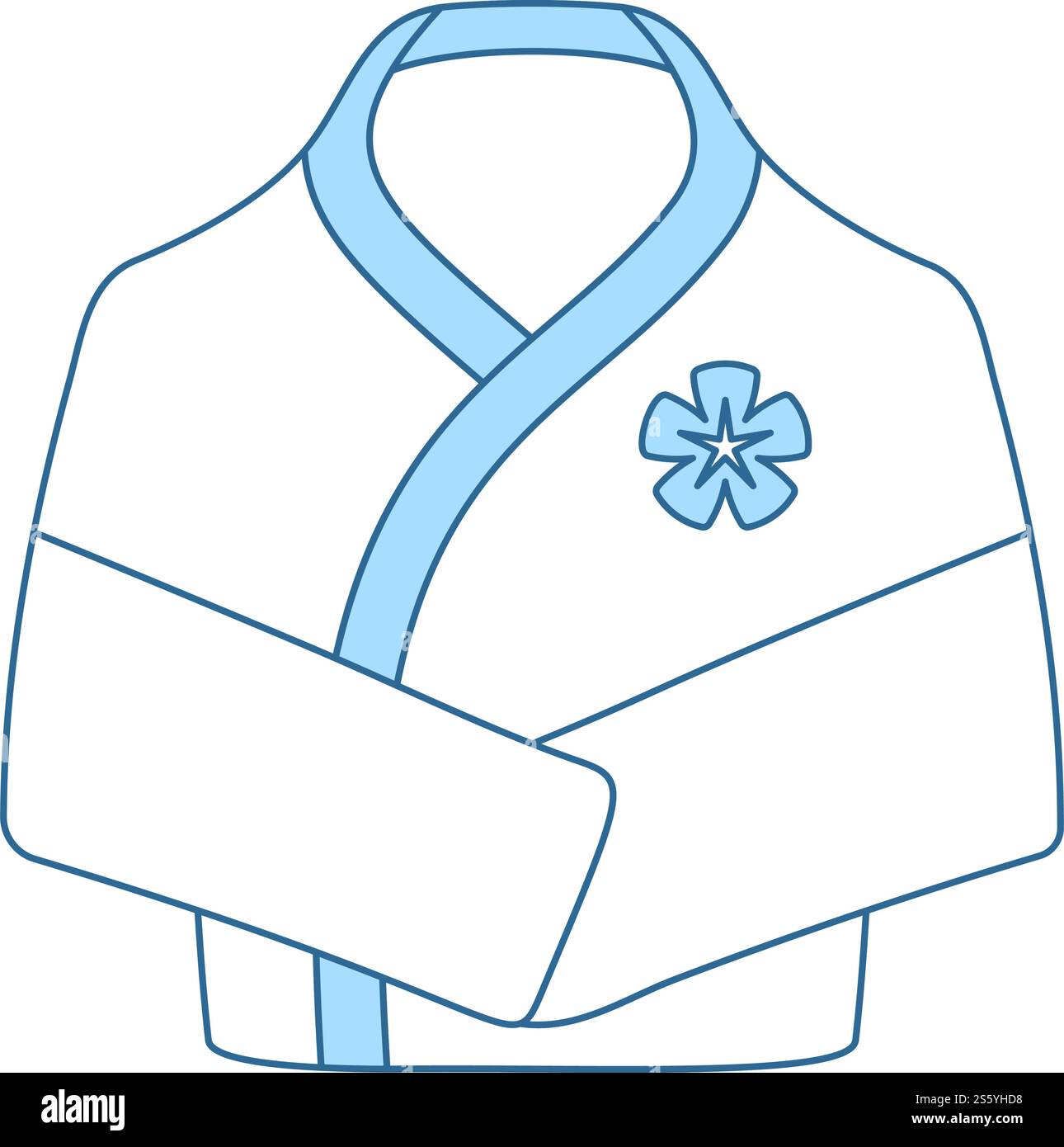 Spa Bathrobe Icon. Thin Line With Blue Fill Design. Vector Illustration. Stock Vector