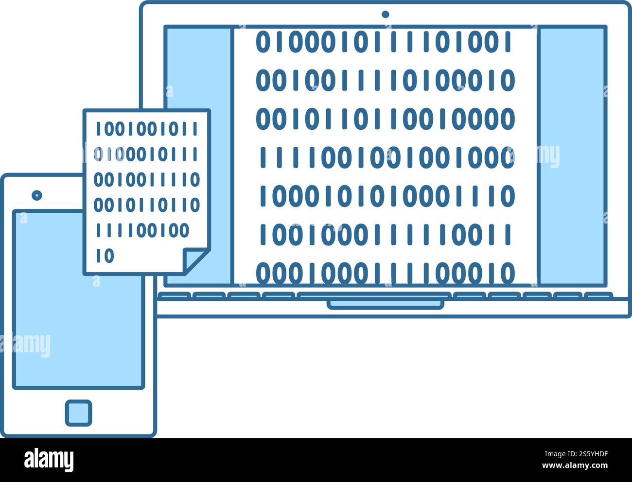 Exchanging Data Icon. Thin Line With Blue Fill Design. Vector Illustration. Stock Vector