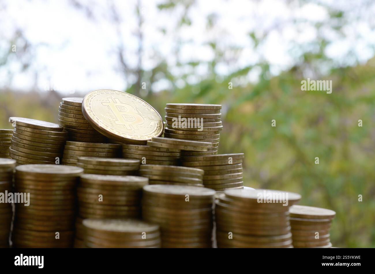 Exchange bitcoin on green background hi-res stock photography and images -  Alamy