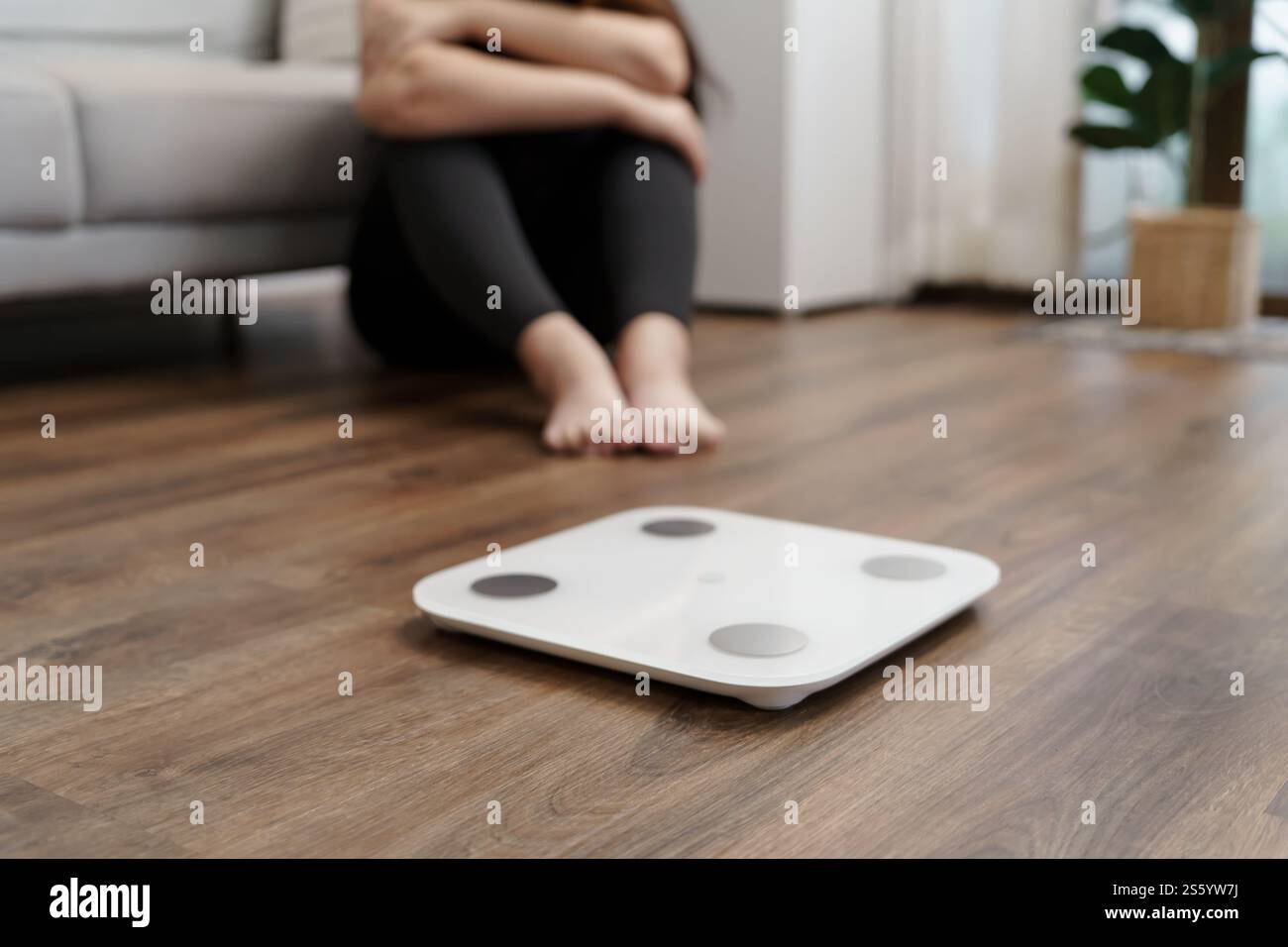 Weight Scale Photo Fail Sad woman with fat upset bored of dieting Weight loss fail Fat diet and ...