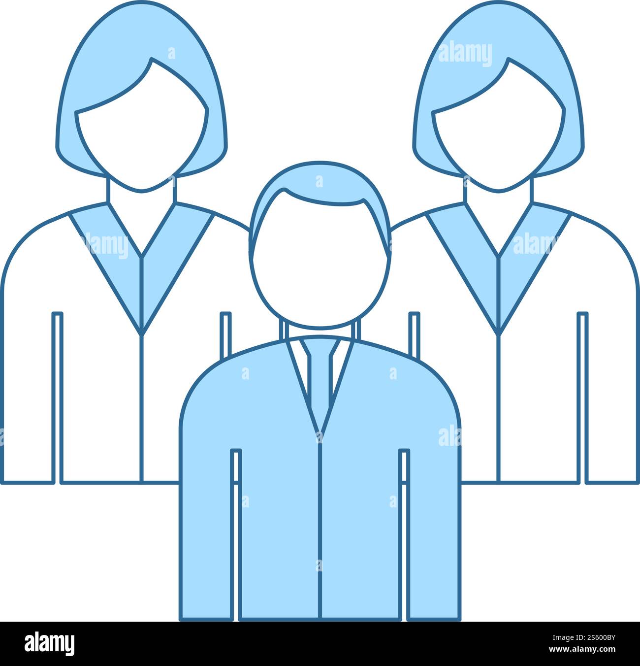 Corporate Team Icon. Thin Line With Blue Fill Design. Vector ...