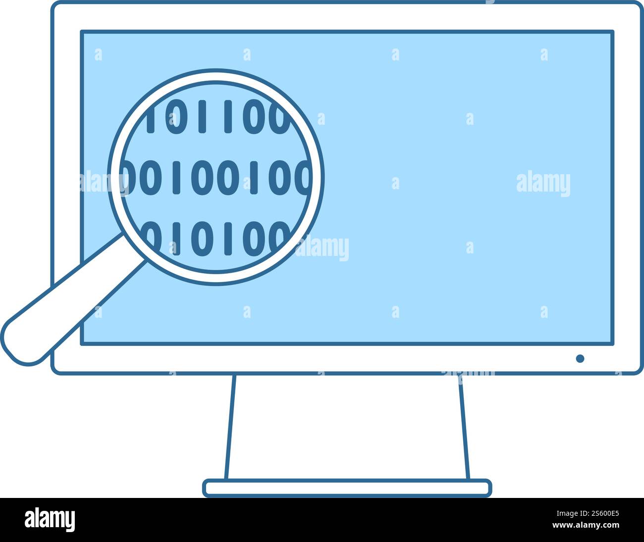 Data Analysing Icon. Thin Line With Blue Fill Design. Vector Illustration. Stock Vector
