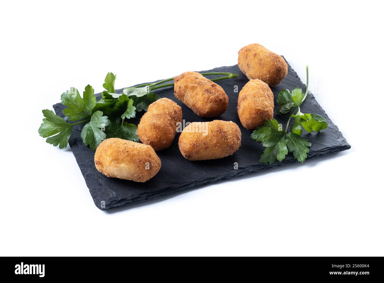 Fried cod croquettes isolated on white background Stock Photo