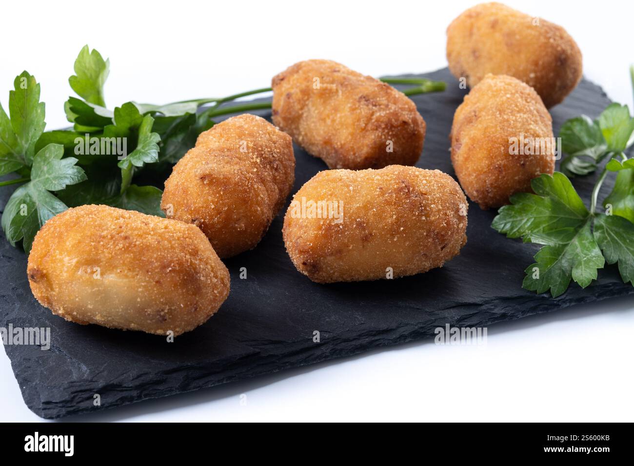 Fried cod croquettes isolated on white background Stock Photo
