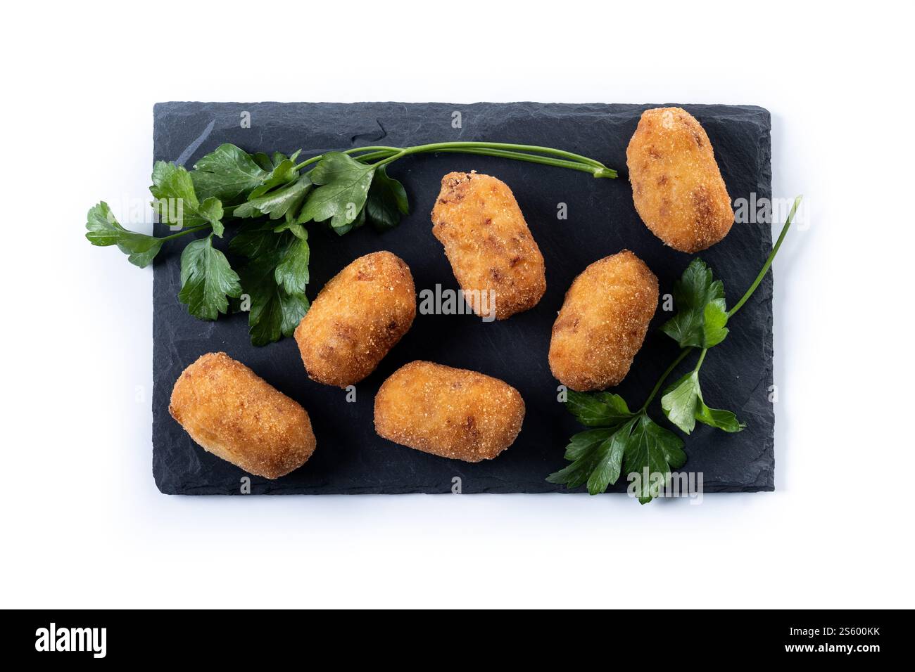 Fried cod croquettes isolated on white background Stock Photo