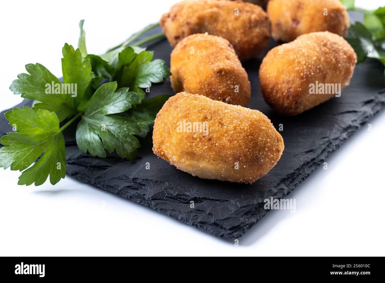 Fried cod croquettes isolated on white background Stock Photo