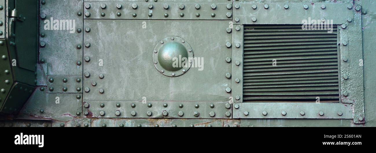 Texture of tank side wall, made of metal and reinforced with a ...