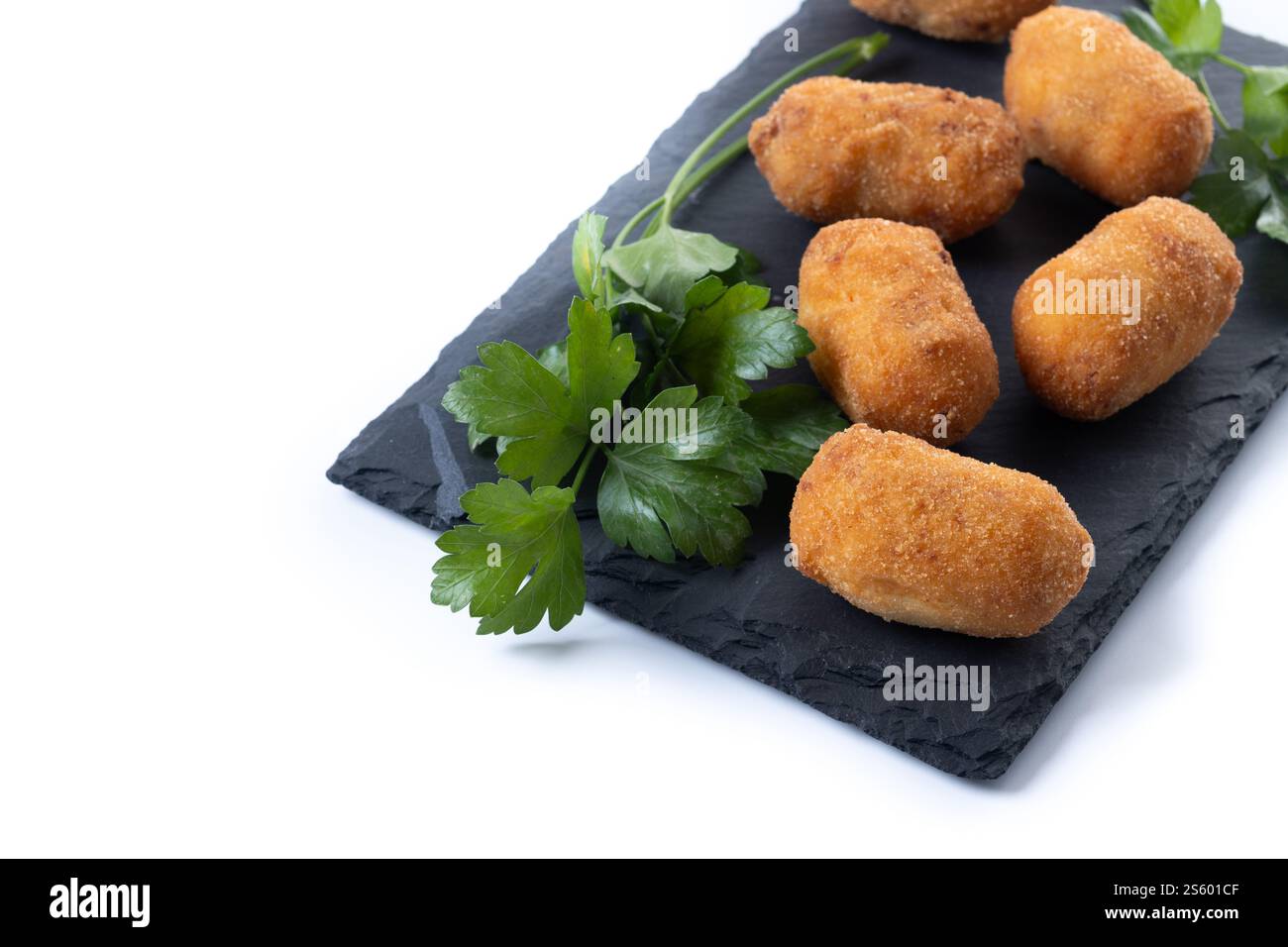 Fried cod croquettes isolated on white background Stock Photo