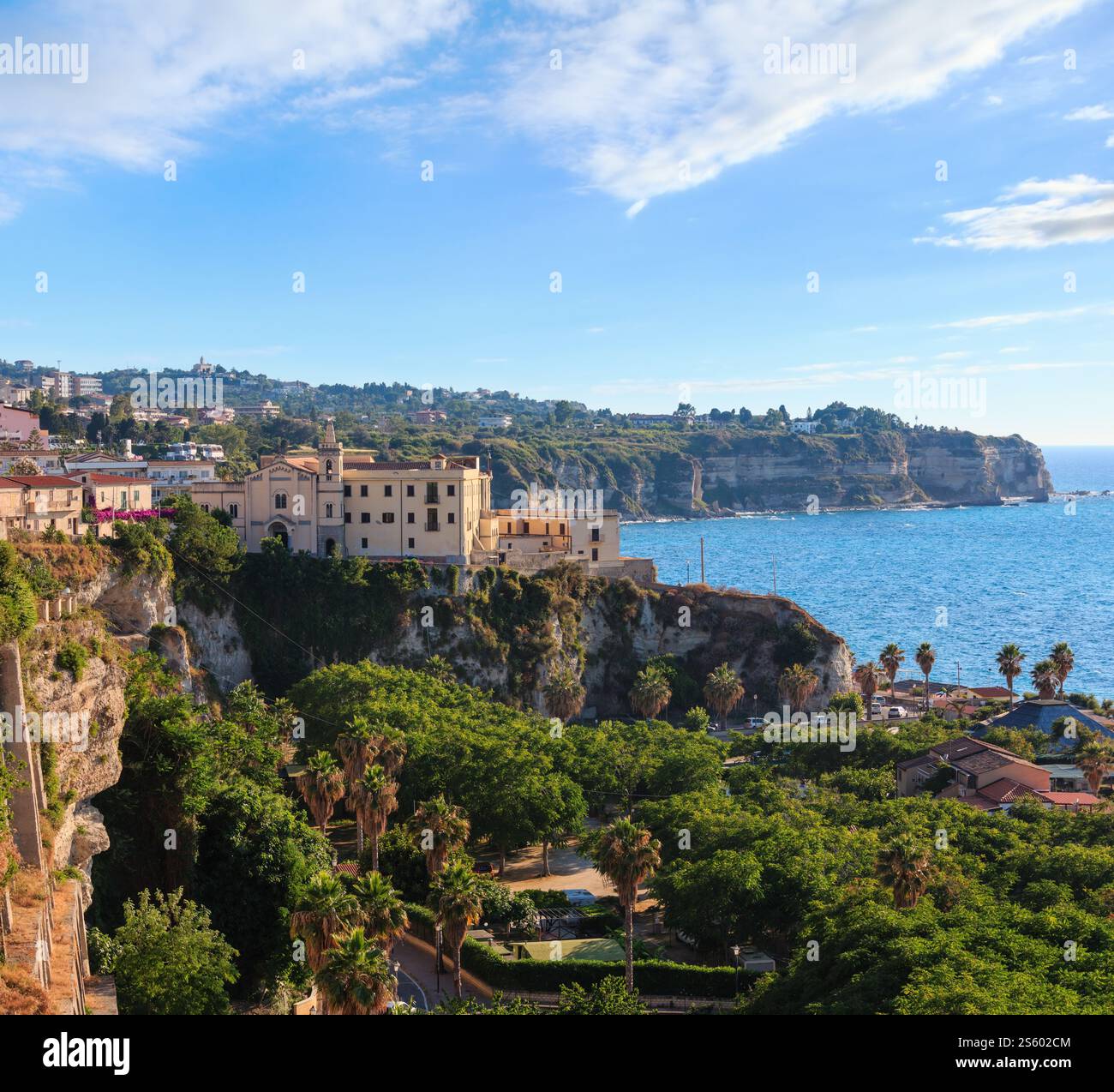 Tropea town view, Calabria, Italy,Tyrrhenian Sea. People unrecognizable. Stock Photo