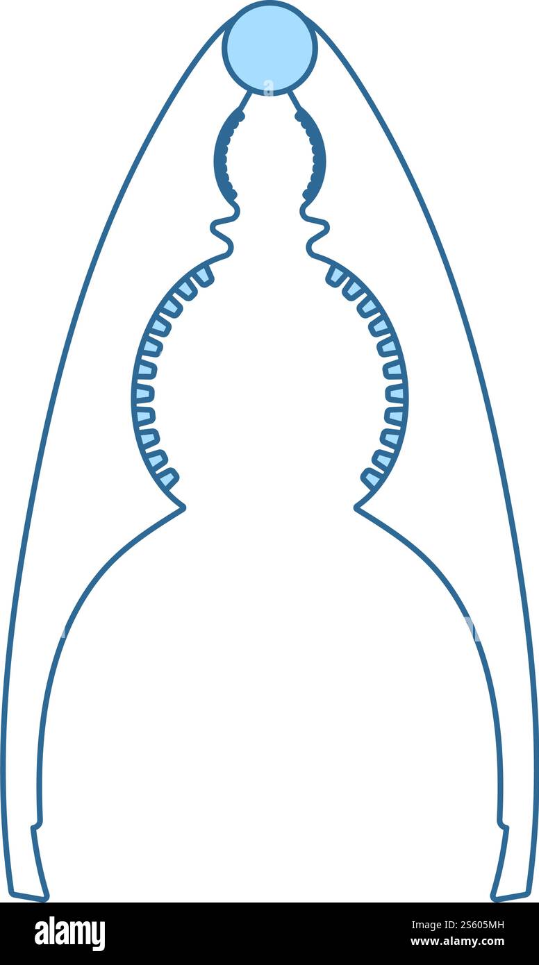 Nutcracker Pliers Icon. Thin Line With Blue Fill Design. Vector Illustration. Stock Vector