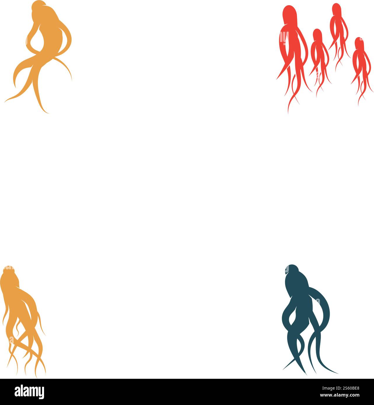Set Ginseng Wave Logo Template vector symbol nature Stock Vector