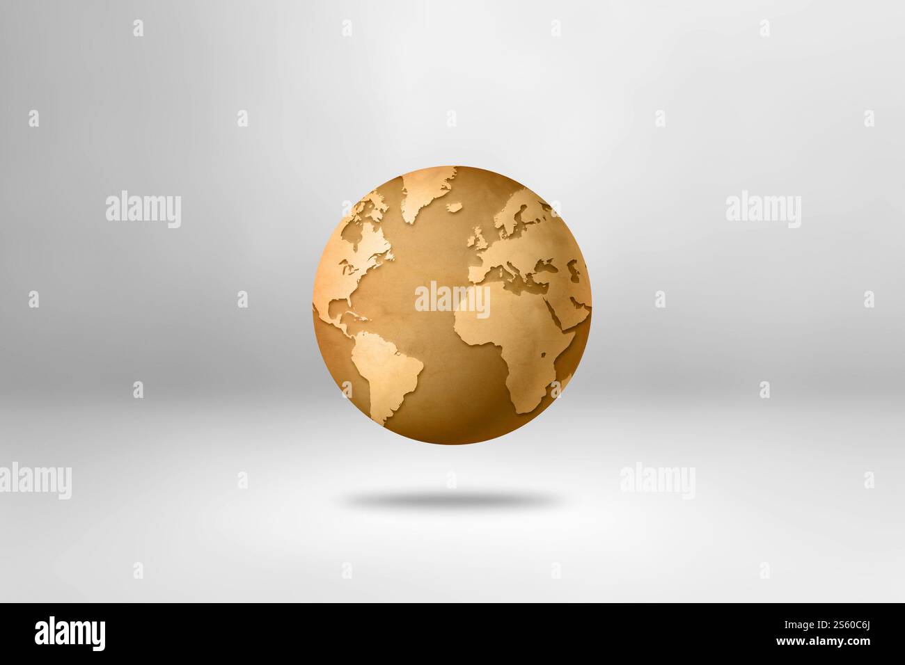 Old paper world globe isolated on white background. 3D illustration ...