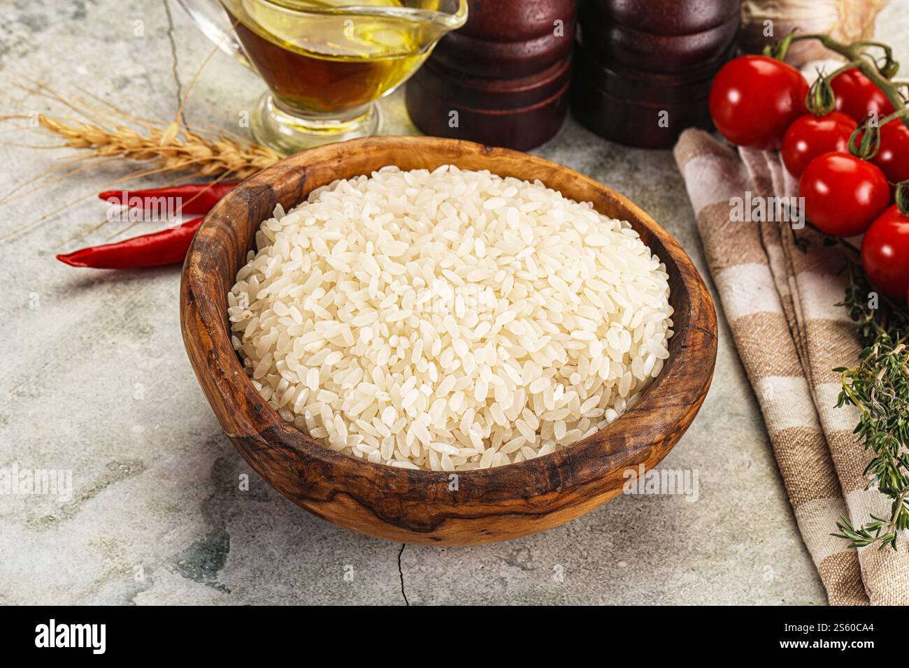 Dry raw Arborio rice for risotto Stock Photo - Alamy