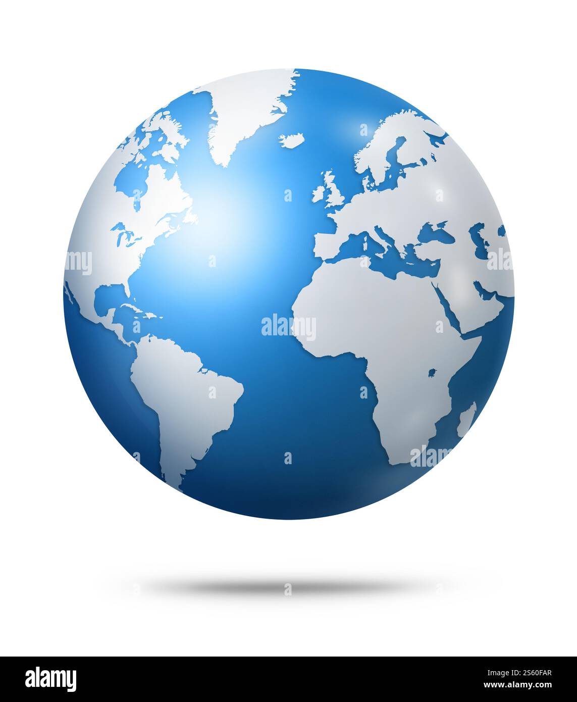 Blue earth globe isolated on white background. 3D illustration. Blue ...