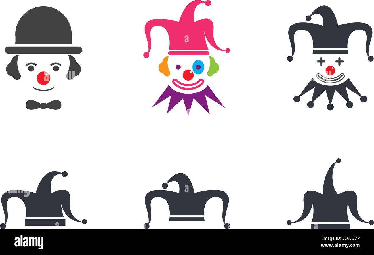 Clown character ilustration in flat design vector Stock Vector