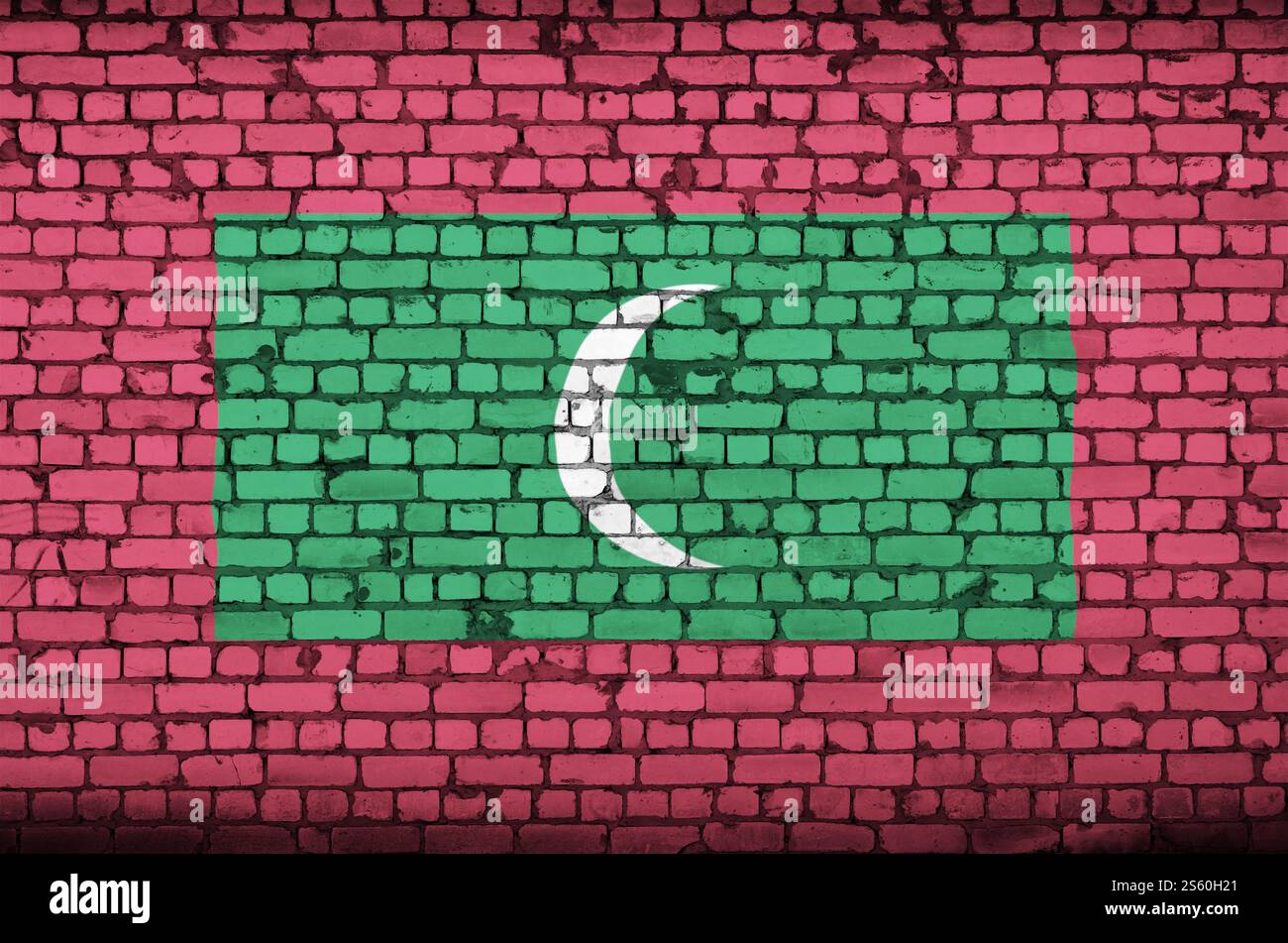 Maldives flag is painted onto an old brick wall Stock Photo - Alamy