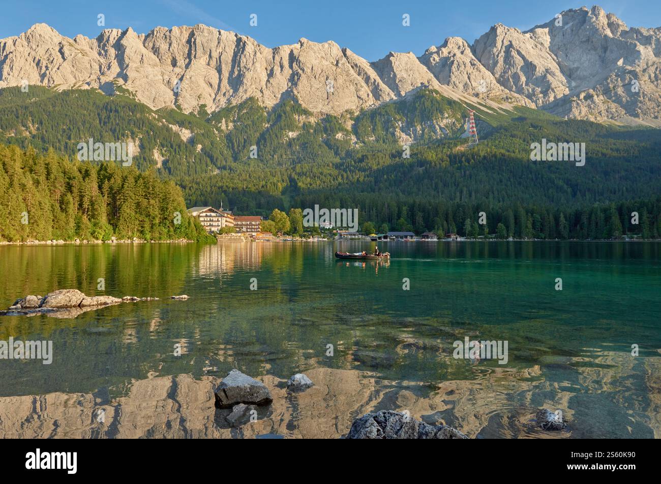 Crystal Clear Eibsee Lake Reflecting Majestic Zugspitze at Golden ...