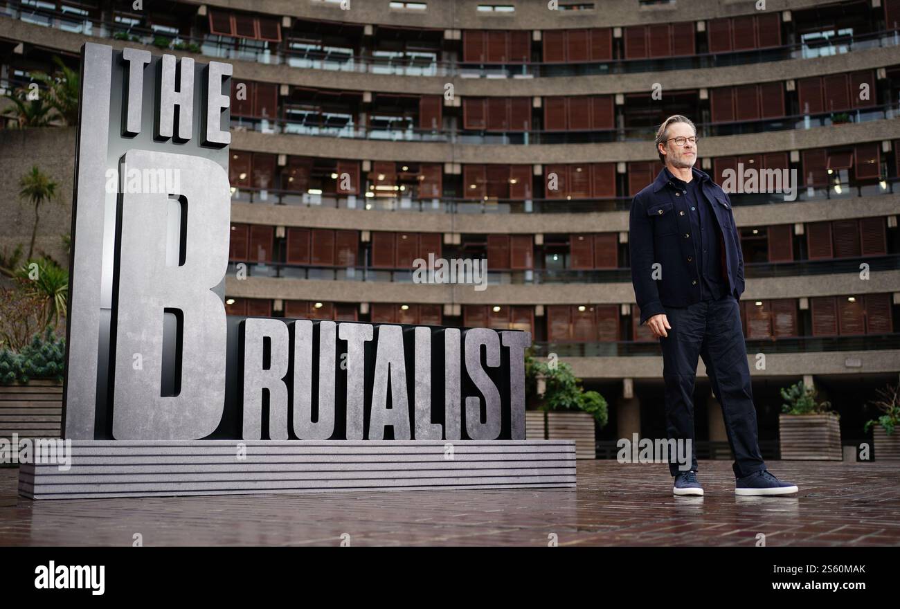 Guy Pearce attending the photocall for The Brutalist, at The Barbican