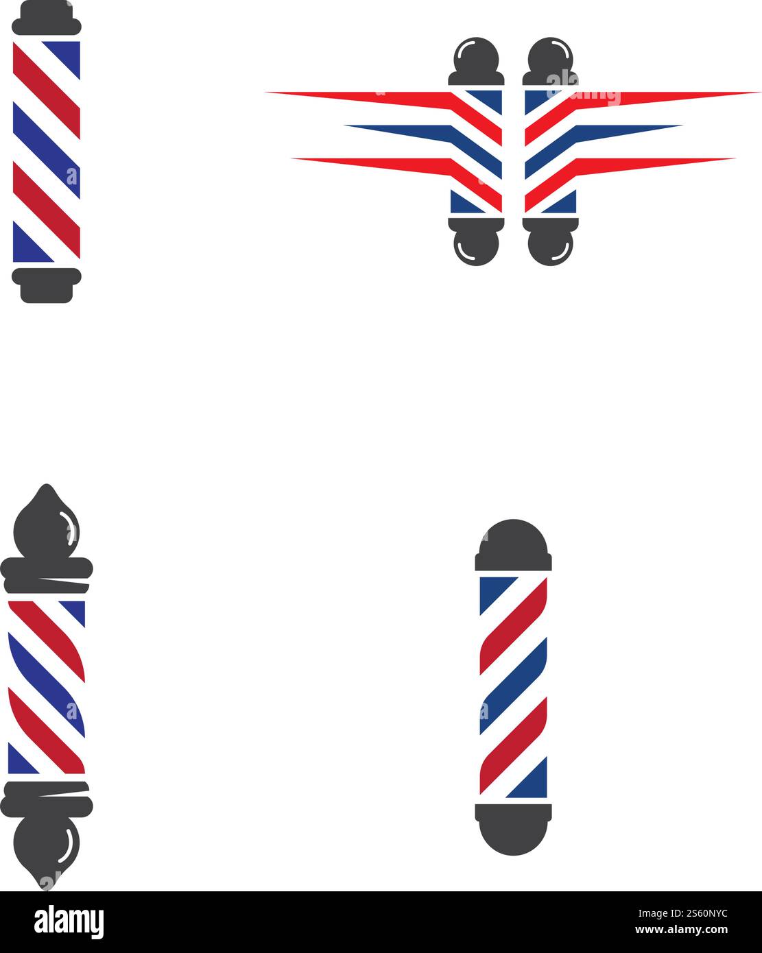 Barber pole set logo ilustration vector template Stock Vector