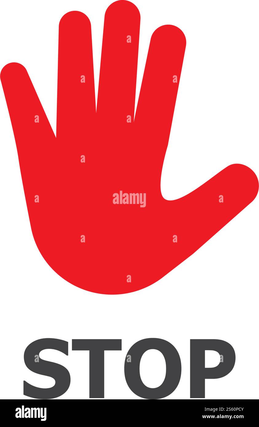 Hand blocking logo Stop Icon vector template Stock Vector