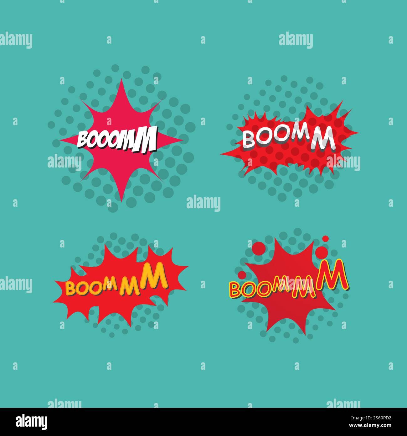 Boom Letter set comic style flat design Stock Vector