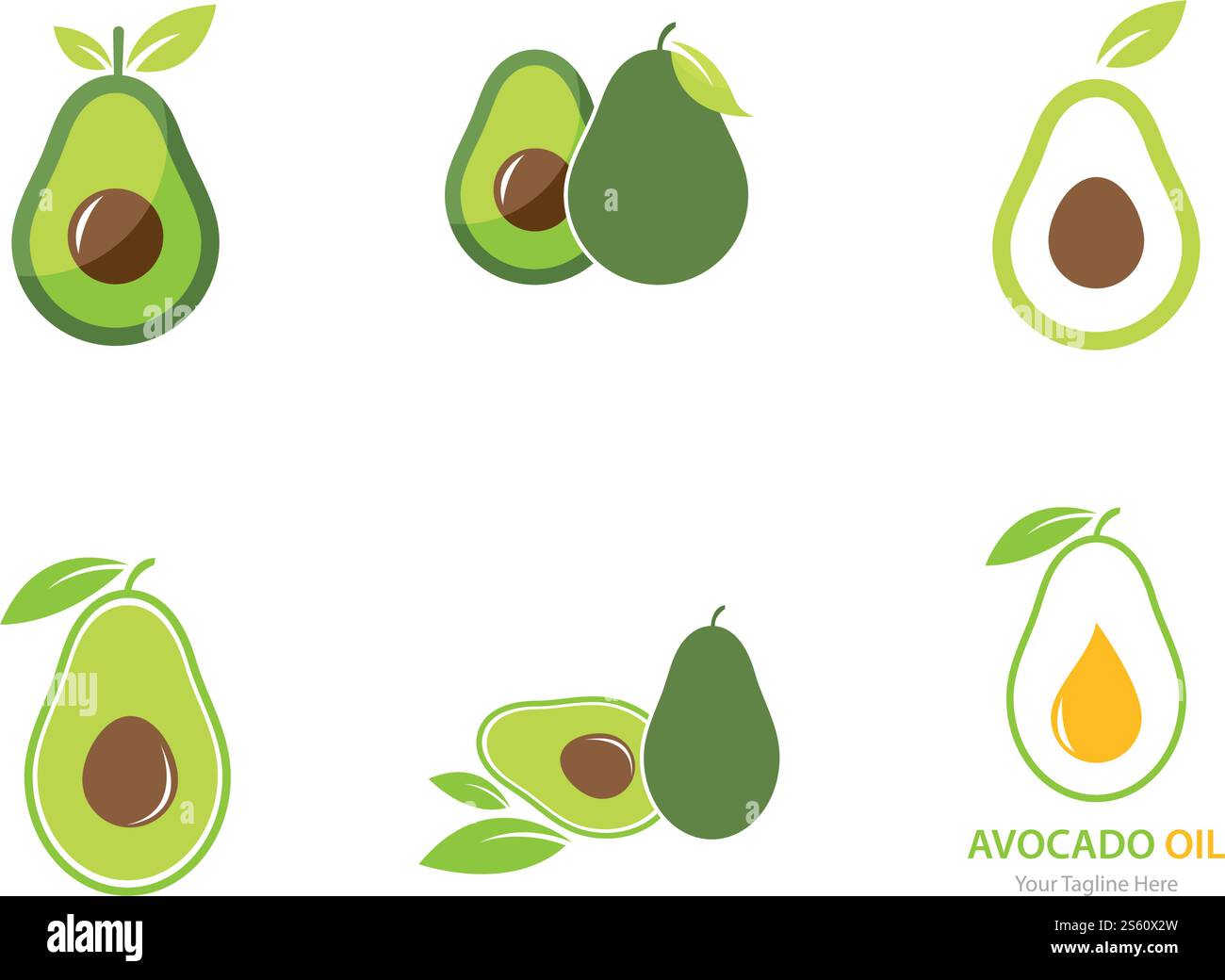 Set of Avocado logo ilustration vector template Stock Vector
