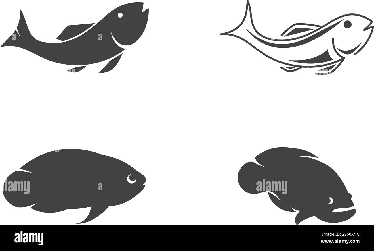 Fish Logo set ilustration vector Template Stock Vector