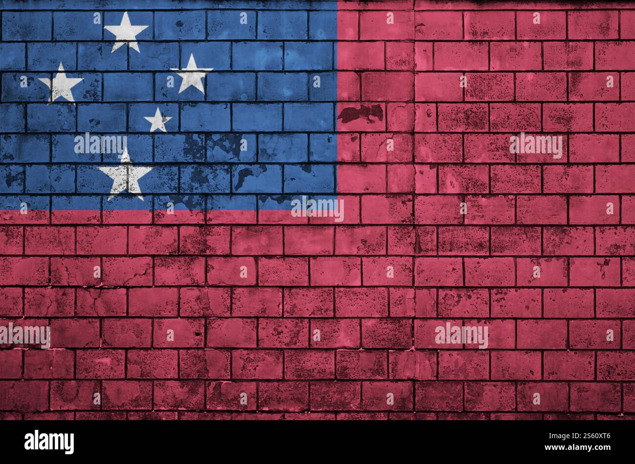 Samoa flag is painted onto an old brick wall Stock Photo - Alamy