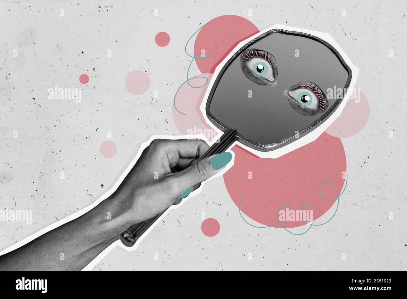 Image photo poster sketch collage of faceless human eyeball stare ...